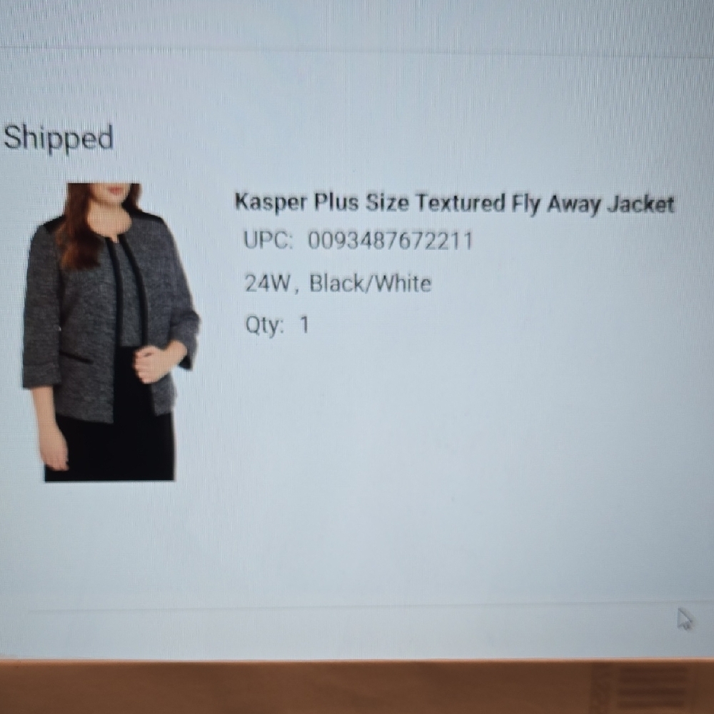 Kasper Plus Size Textured Fly Away Jacket - Black/White
